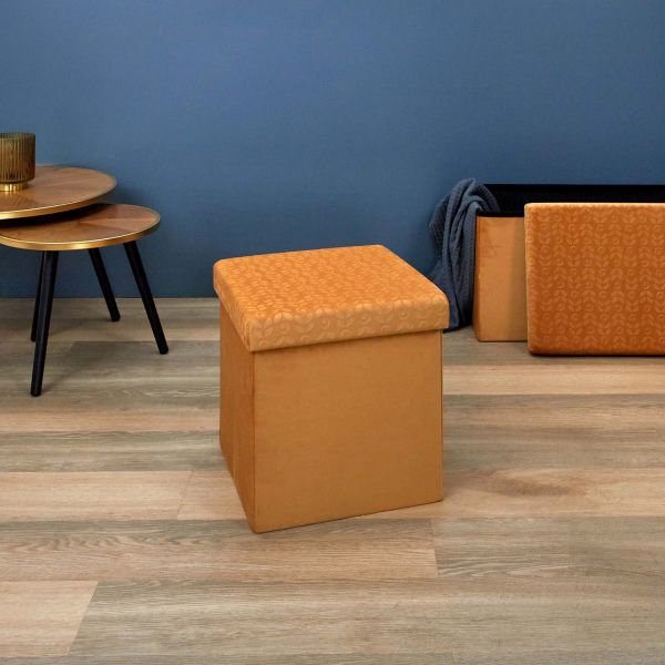 Pouf coffre pliable en velours Rétro - 7