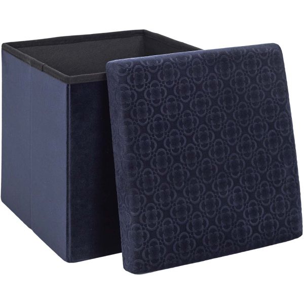 Pouf coffre pliable en velours Rétro - 5