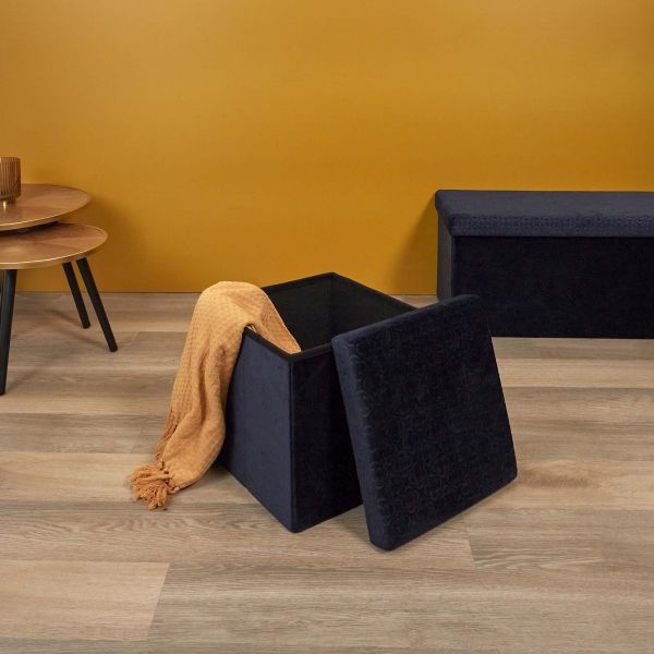 Pouf coffre pliable en velours Rétro - THE HOME DECO FACTORY