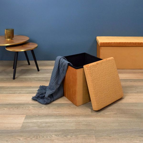Pouf coffre pliable en velours Rétro - THE HOME DECO FACTORY