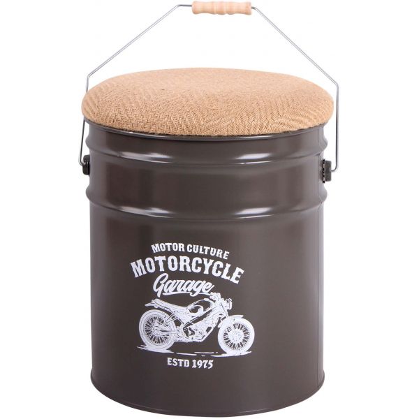 Pouf coffre de rangement en métal Motorcycle