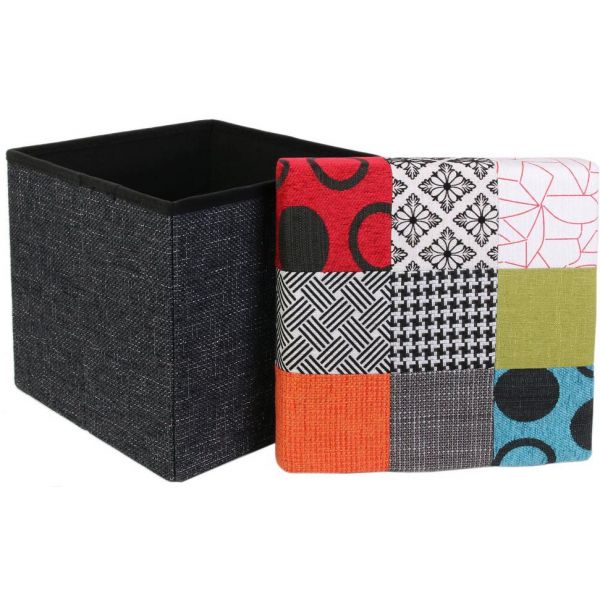 Pouf coffre de rangement patchwork - 22,90