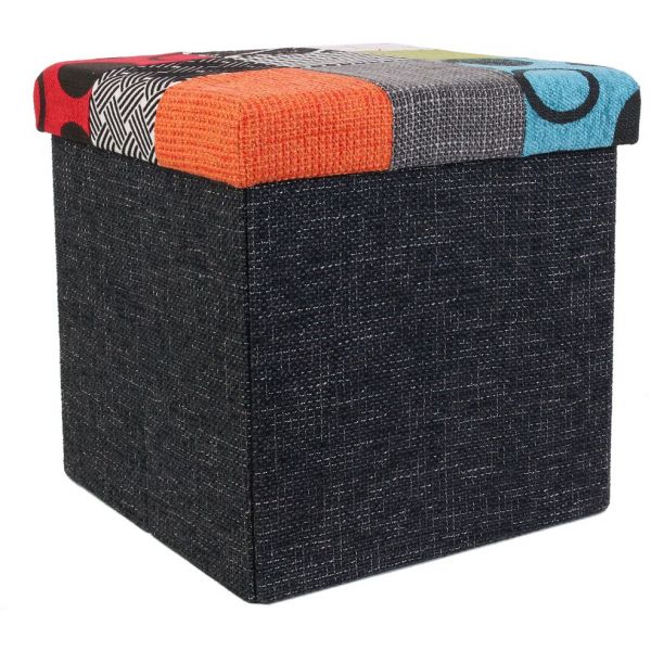 Pouf coffre de rangement patchwork