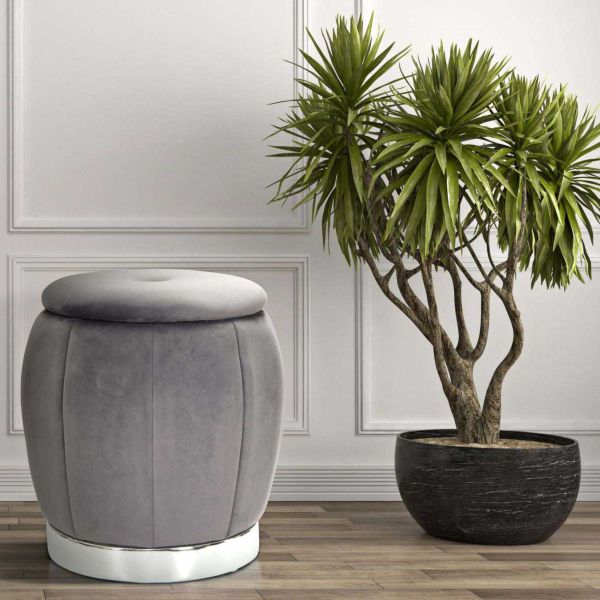 Pouf coffre de rangement en tissu Paris 43 x 43 cm - MAURO FERRETTI