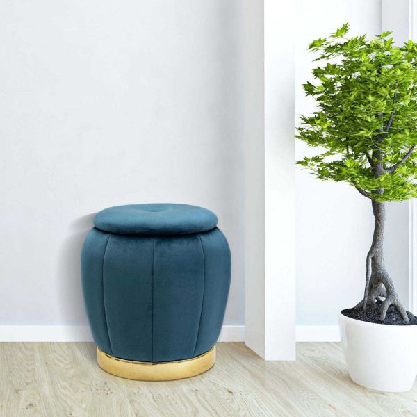 Pouf coffre de rangement en tissu Paris 43 x 43 cm - MAURO FERRETTI