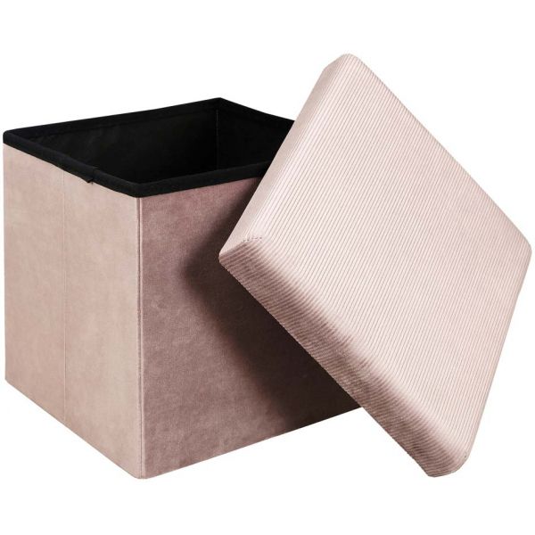 Pouf coffre de rangement velours côtelé Giullia - 19,90