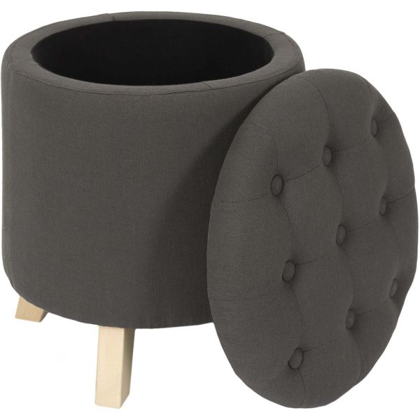 Pouf coffre rond pieds en bois Eleonor - 39,90