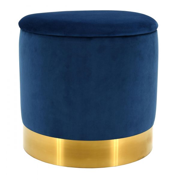 Pouf coffre en velours et métal