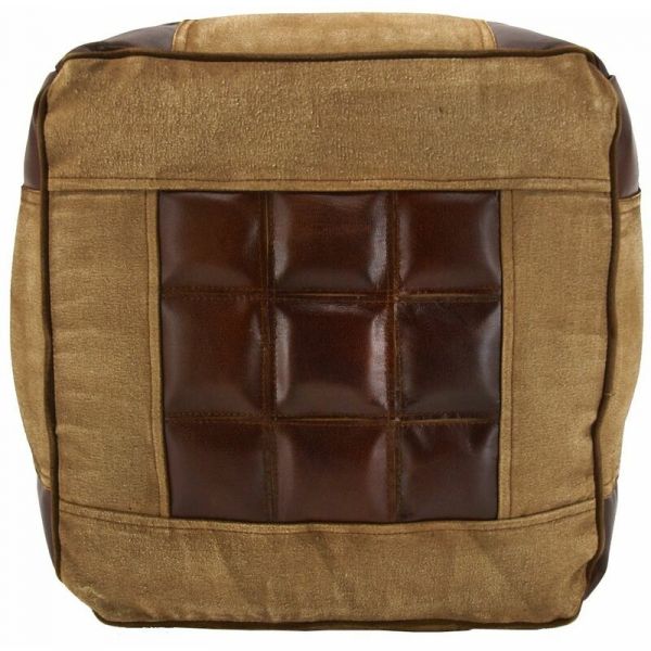 Pouf en coton et cuir London - AUB-4450