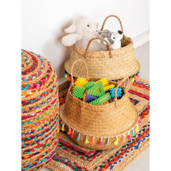 Pouf en coton et jute multicolore - AUBRY GASPARD