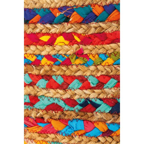 Pouf en coton et jute multicolore - 5