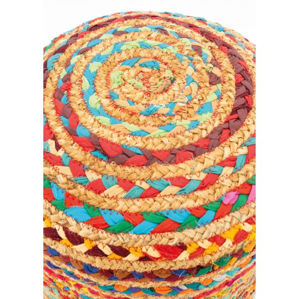 Pouf en coton et jute multicolore - 6