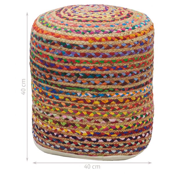 Pouf en coton et jute multicolore - 7