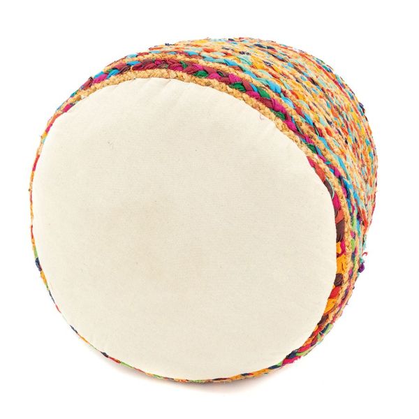 Pouf en coton et jute multicolore - AUB-4989