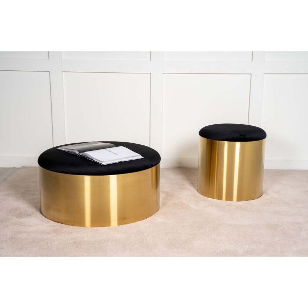 Pouf avec coussin en velours noir et cuivré Puff 75 cm - 239