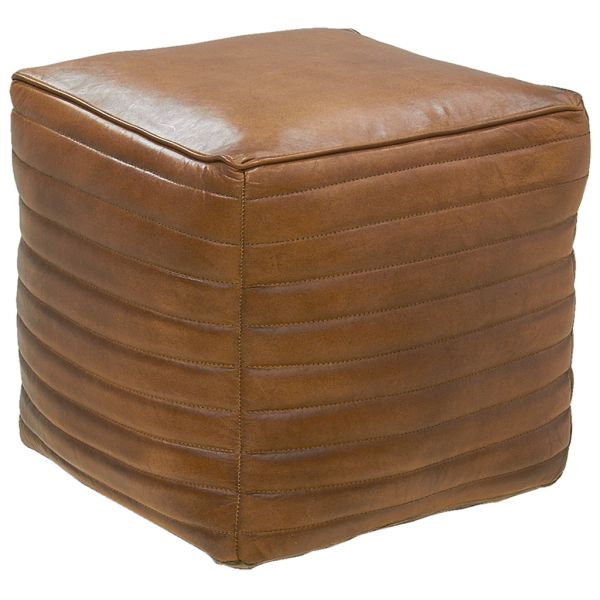 Pouf cube en cuir