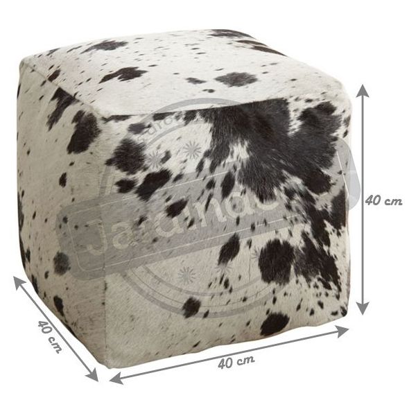 Pouf cube en peau de vache - AUBRY GASPARD