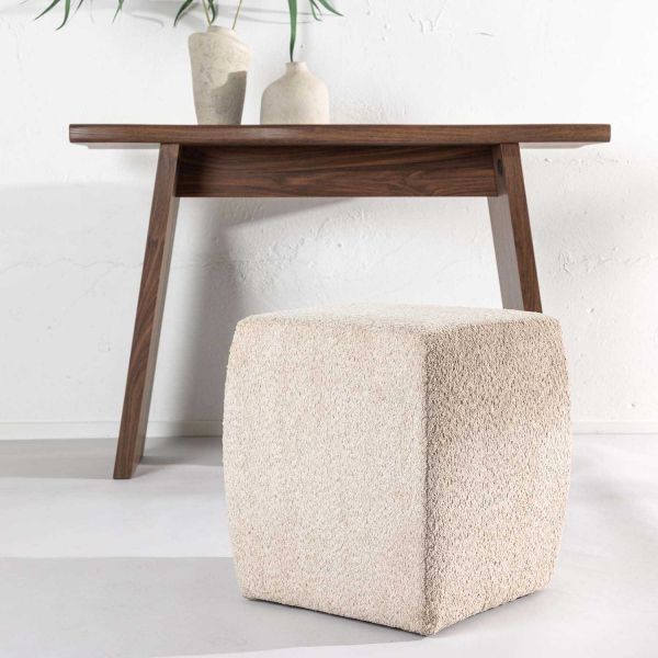 Pouf cube en polyester bouclette Neapel - VENTURE HOME
