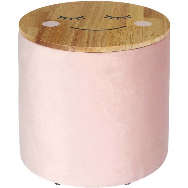 Pouf enfant en bois et velours Moon