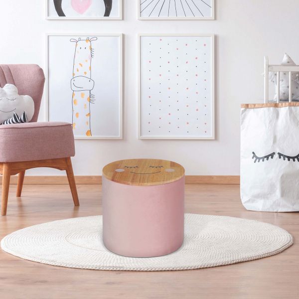 Pouf enfant en bois et velours Moon - 26,90