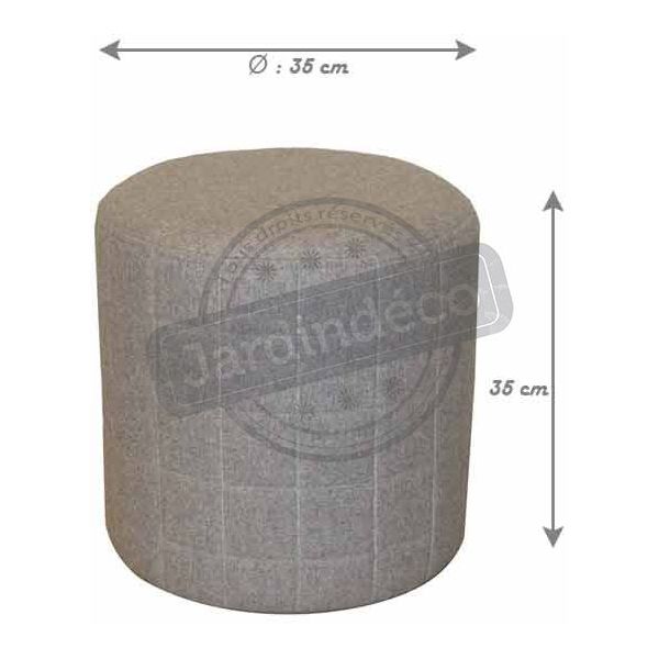 Pouf gris matelassé effet feutrine - COT-0486