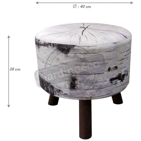 Pouf imitation rondin de bouleau - COT-0556