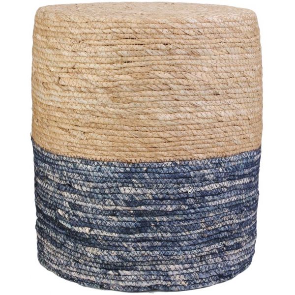 Pouf jonc de mer blue lagoon