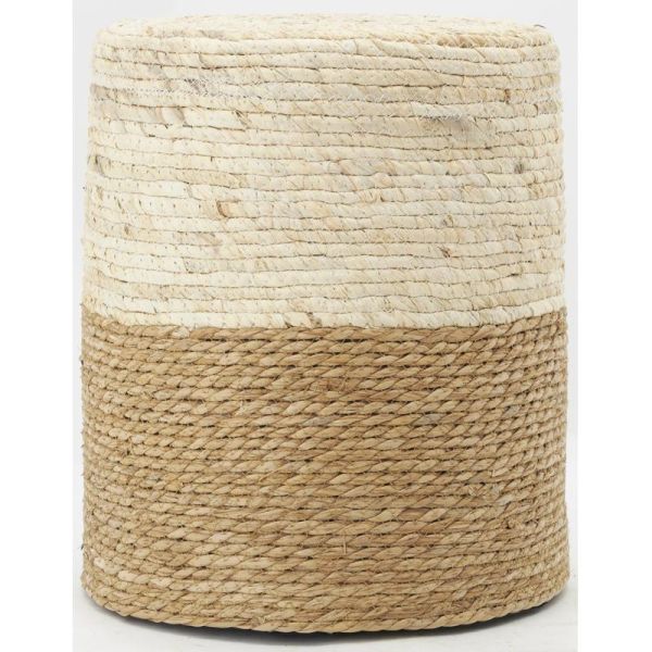 Pouf en jute et maïs naturel - AUB-6279