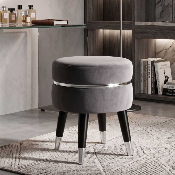 Pouf sur pieds en tissu Paris 35 x 40.5 cm - MAURO FERRETTI