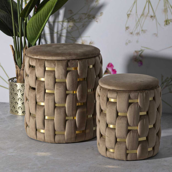 Pouf avec rangement intégré Shanty (Lot de 2) - MAURO FERRETTI