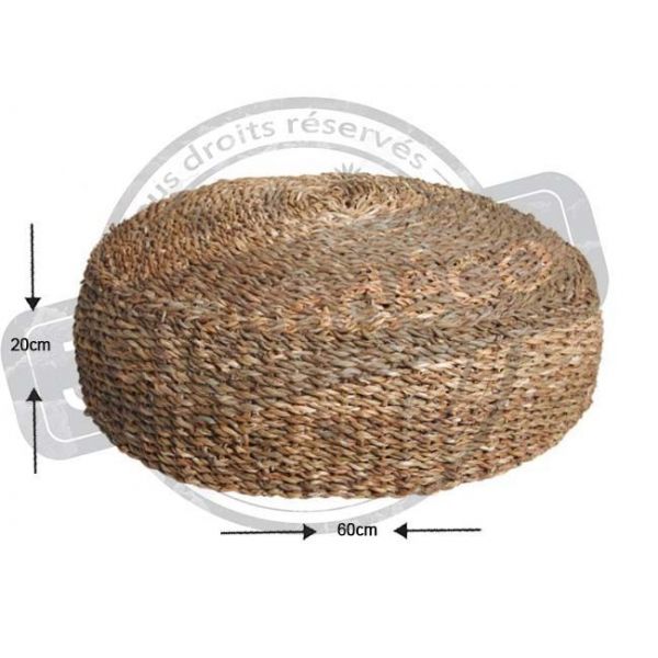 Pouf rond en jonc de mer