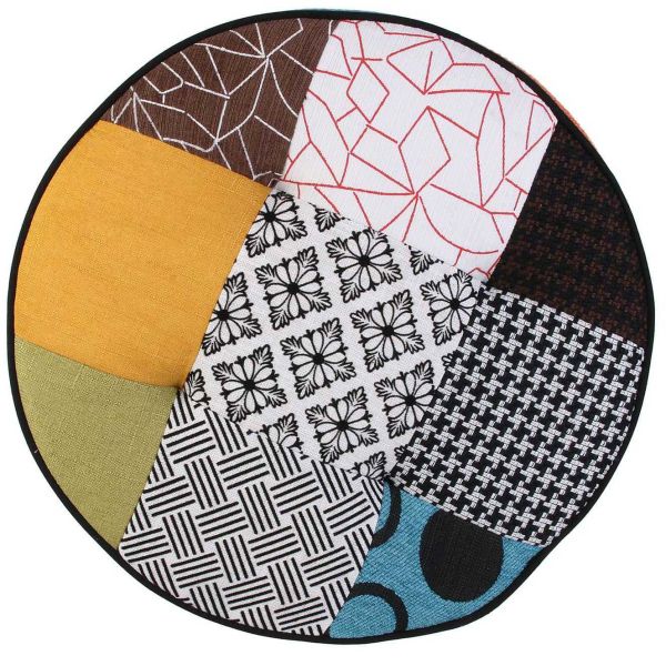Set pouf rond patchwork 50 cm et coussin patchwork - 43,90