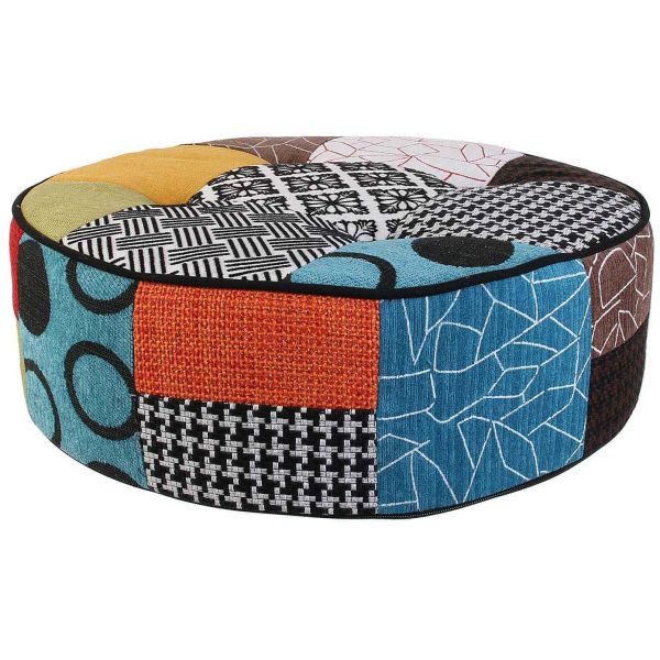 Pouf rond patchwork 50 cm