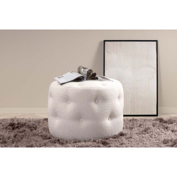 Pouf rond en polyester teddy Benjamin - Venture Home