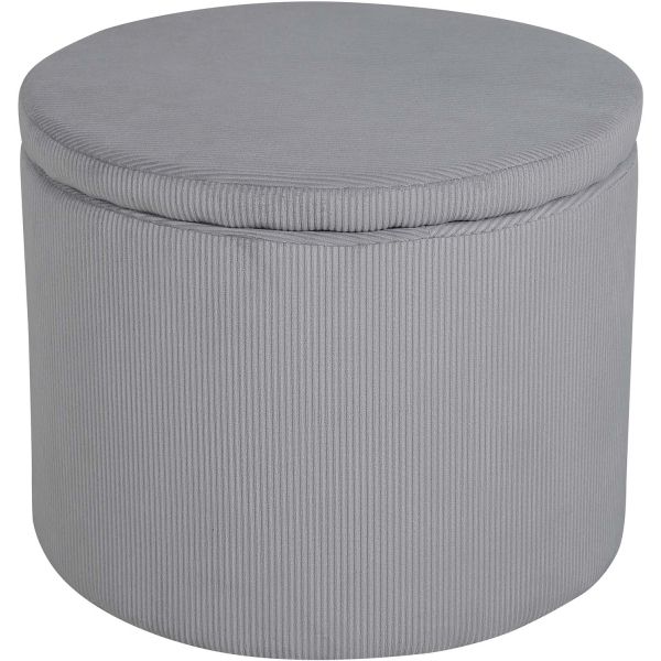 Pouf rond avec rangement en velours côtelé Dunken