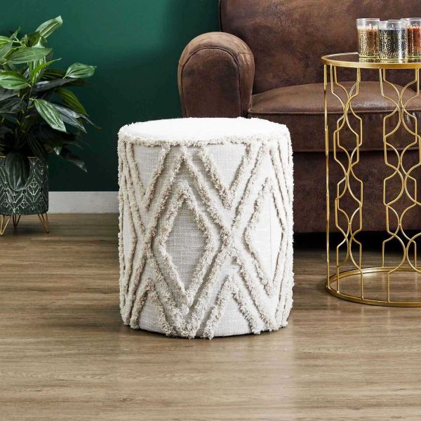 Pouf rond en tissu Mirage - THE HOME DECO FACTORY