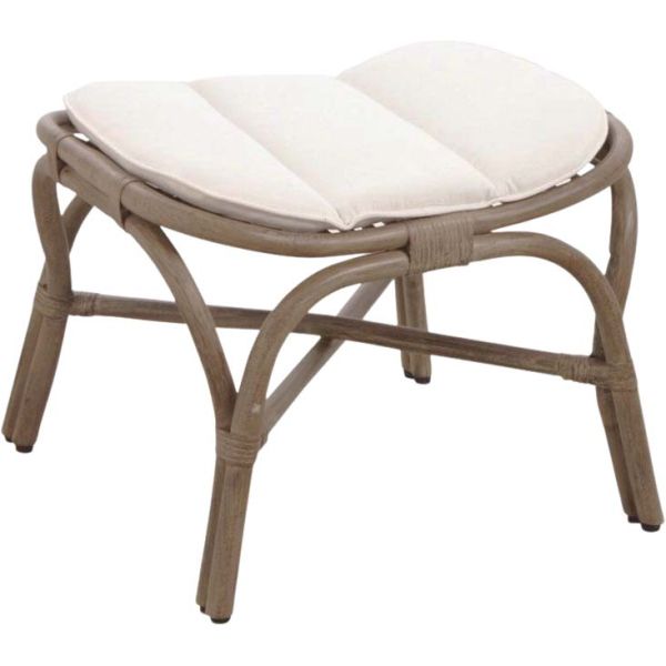 Pouf en rotin gris vintage