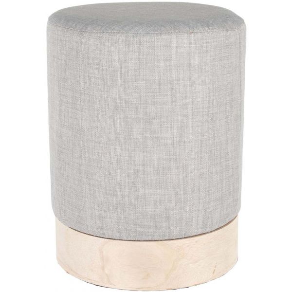 Pouf scandinave en tissu base bois 30 cm