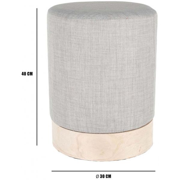 Pouf scandinave en tissu base bois 30 cm - CMP-1374