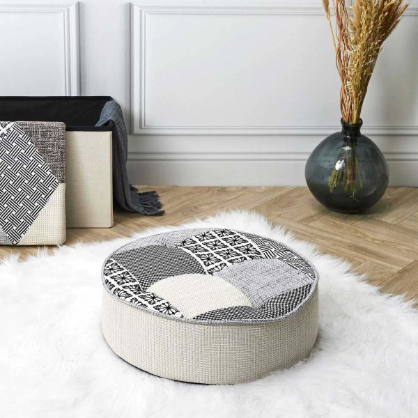 Pouf de sol rond Patchwork - THE HOME DECO FACTORY