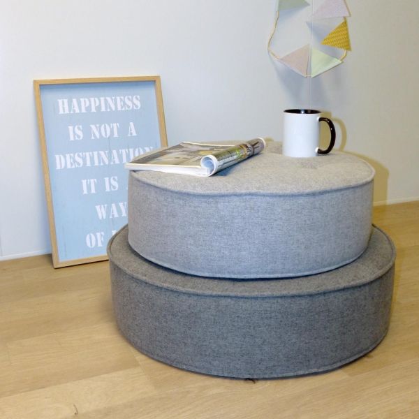 Pouf de sol en toile effet feutrine 5 points - 