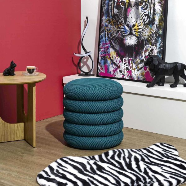 Pouf 2 en 1 en tissu coloré Atome - 6
