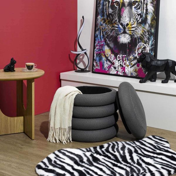 Pouf 2 en 1 en tissu coloré Atome - THE HOME DECO FACTORY