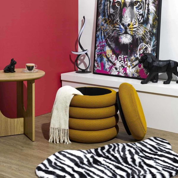 Pouf 2 en 1 en tissu coloré Atome - THE HOME DECO FACTORY