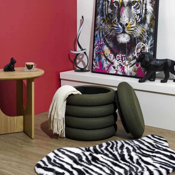 Pouf 2 en 1 en tissu coloré Atome - THE HOME DECO FACTORY