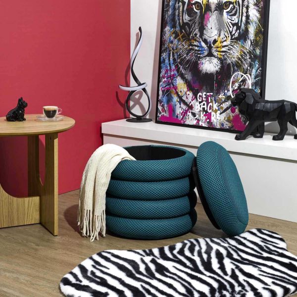 Pouf 2 en 1 en tissu coloré Atome - THE HOME DECO FACTORY