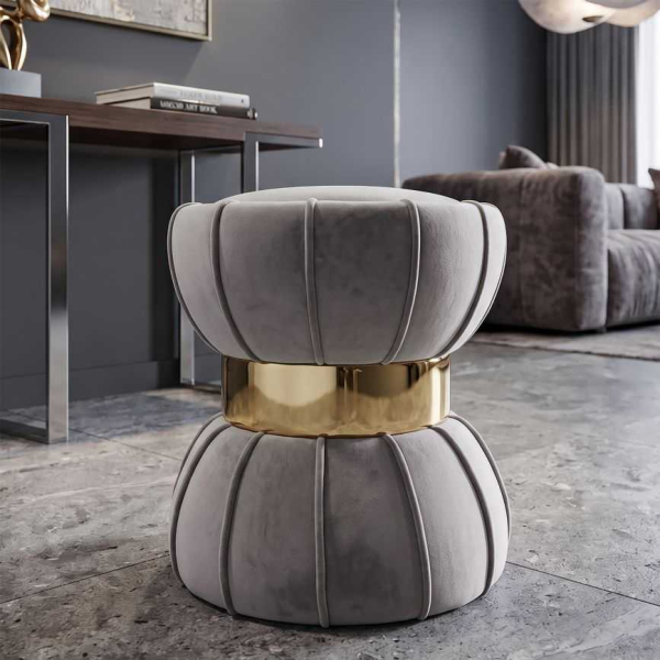 Pouf en tissu et métal Flower 40 x 44 cm - MAURO FERRETTI