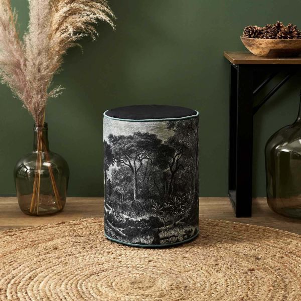 Pouf en tissu à motifs Black forest 28 x 36 cm - THE HOME DECO FACTORY