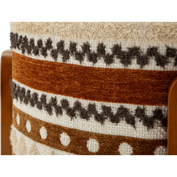Pouf en tissu avec pieds en bois Ethnic - 7