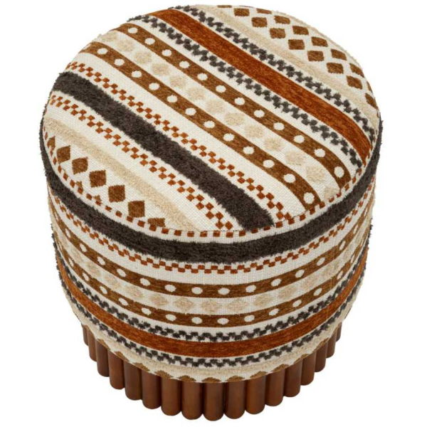 Pouf en tissu avec pieds en bois Ethnic - MAU-0895